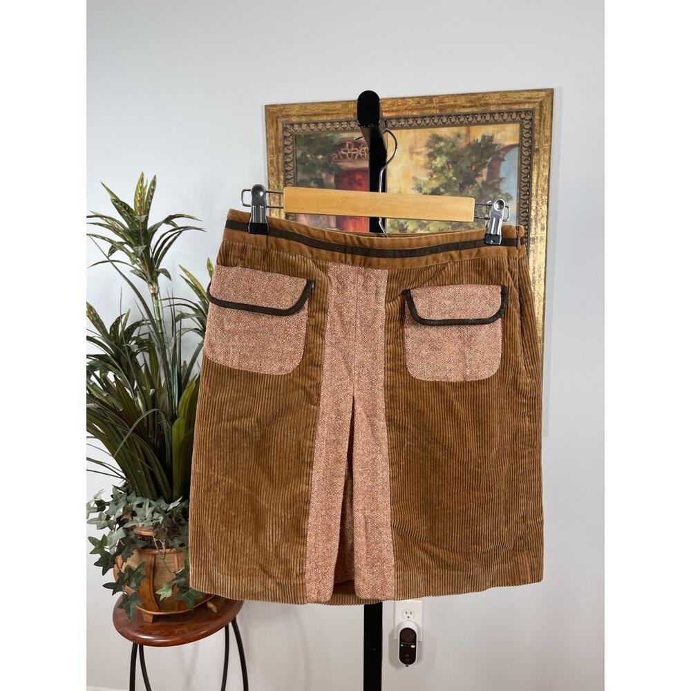 Ann Taylor Loft Skirt Women 6P Brown Corduroy Dark Academia Cottagecore Eclectic